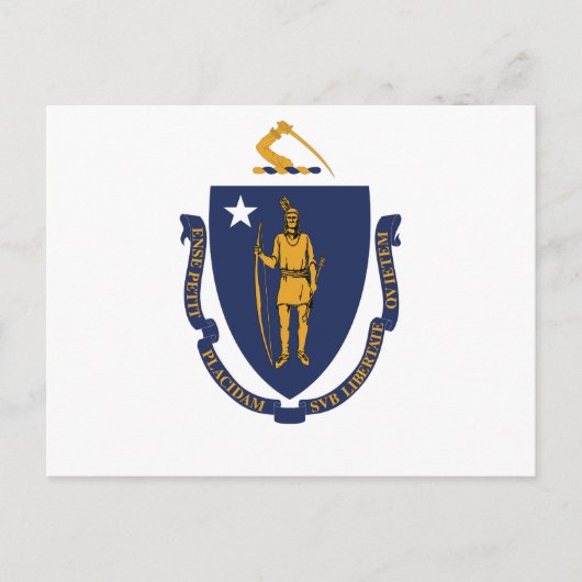 Carte Postale Massachusetts State Flag Bay State Indian & Motto  (Devant)