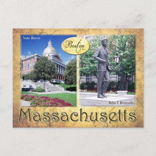 Carte Postale Massachusetts State House & Kennedy's Statue (Devant)
