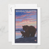 Carte Postale MassachusettsOurs et petits (Devant / Derrière)