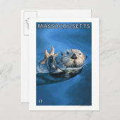 Carte Postale MassachusettsScène de Otter de mer (Devant / Derrière)