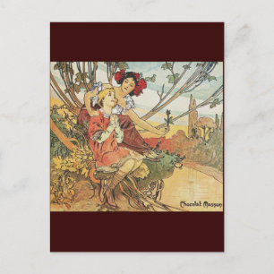 Carte Postale massage alphonse mucha chocolat