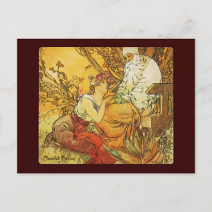 Carte Postale massage au chocolat alphonse mucha