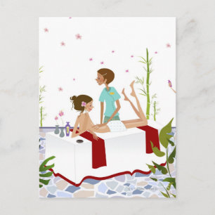 Carte Postale Massage thérapeute massant une femme allongée sur 