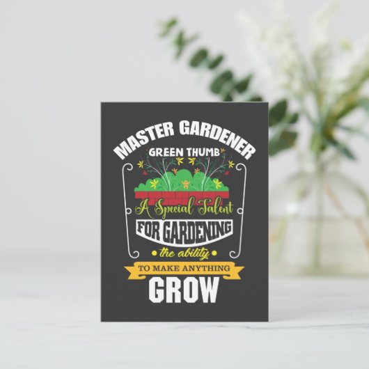 Carte Postale Master Gardener Vert Pouce Plante Fleur (Debout devant)