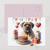 Carte Postale Mastiff à une fête (Devant / Derrière)