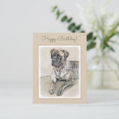 Carte Postale Mastiff anglais (Brindle) Peinture - Chien Art (Debout devant)