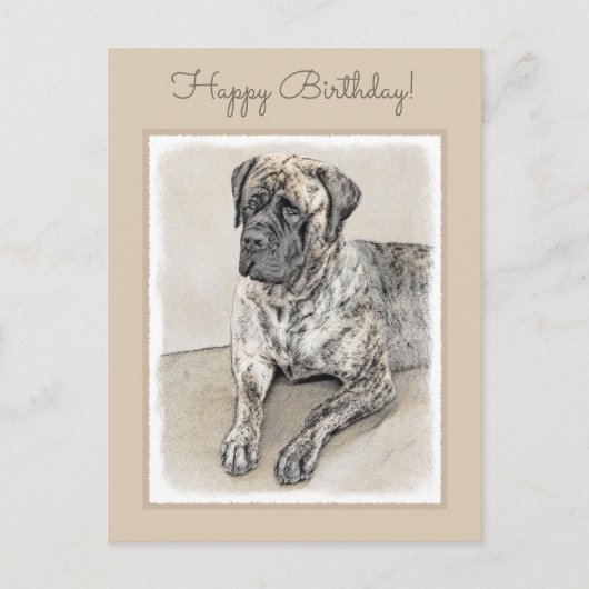 Carte Postale Mastiff anglais (Brindle) Peinture - Chien Art (Devant)