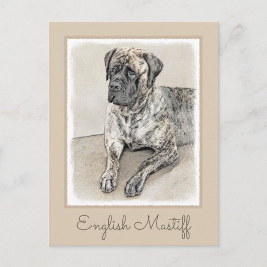 Carte Postale Mastiff anglais (Brindle) Peinture - Chien Art (Devant)