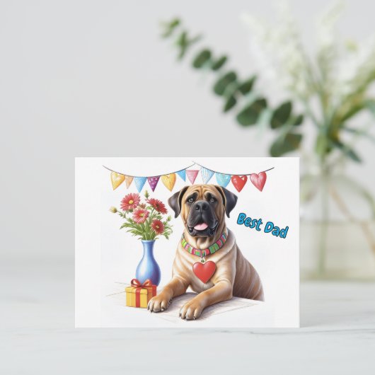 Carte Postale Mastiff auf einer Feier (Debout devant)