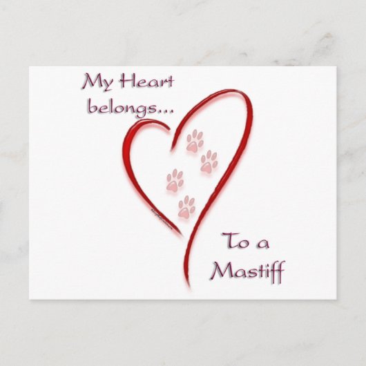 Carte Postale Mastiff Coeur Appartient (Devant)