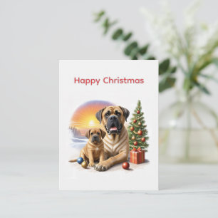 Carte Postale Mastiff Dogues anglais Noël