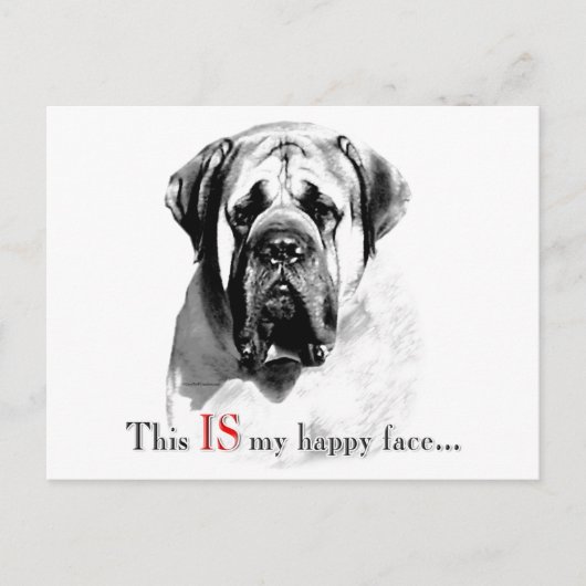 Carte postale Mastiff Happy Face (Devant)