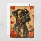 Carte Postale Mastiff Vintage Saint-Valentin (Devant / Derrière)