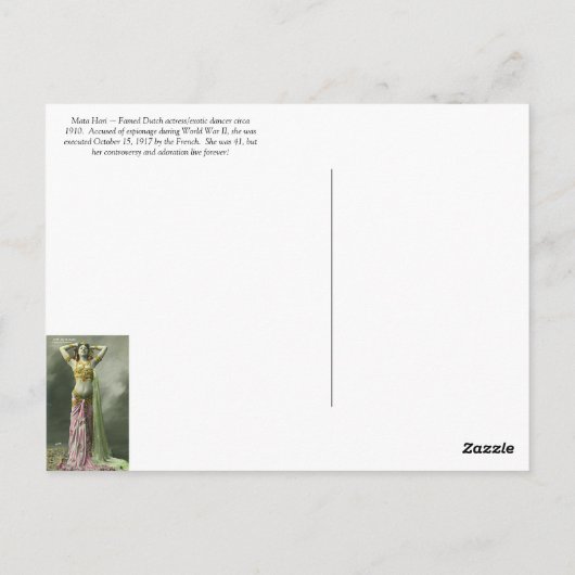 Carte Postale Mata Hari (Dos)