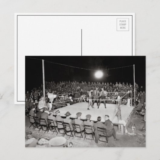 Carte Postale Match de boxe, 1919 (Devant / Derrière)