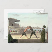 Carte Postale Match de catch, Constantinople (w/c sur paper) (Devant / Derrière)