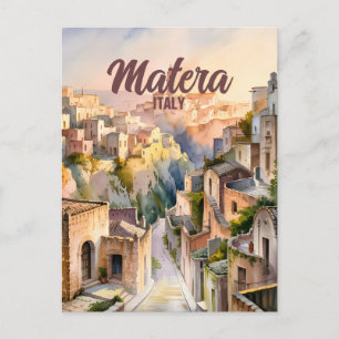 Carte Postale Matera Italie Sassi Aquarelle Personnalisée Vintag