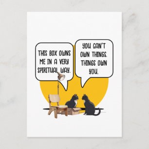Carte Postale Matérialisme Chat Philosophie Humour