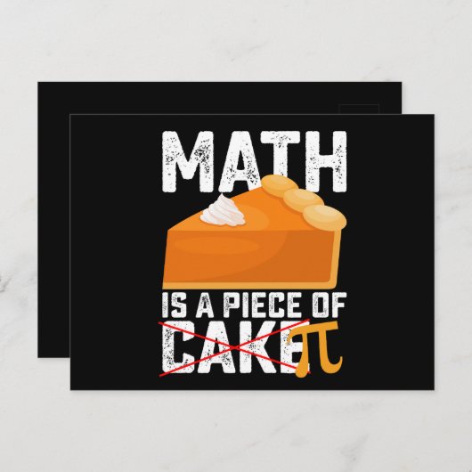 Carte Postale Math Est Une Pièce De Gâteau Pi Day Drôle (Devant / Derrière)
