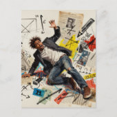 Carte Postale Math is Hard Man Mixed Media Collage (Devant)