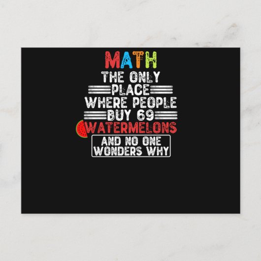 Carte Postale Math Le Seul Endroit Où Les Gens Achètent 69 Pastè (Devant)