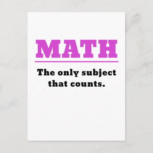 Carte Postale Math le seul sujet qui compte (Devant)
