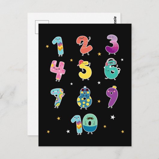 Carte Postale Math Learning Cute Numéros Prek Mathématiques (Devant / Derrière)