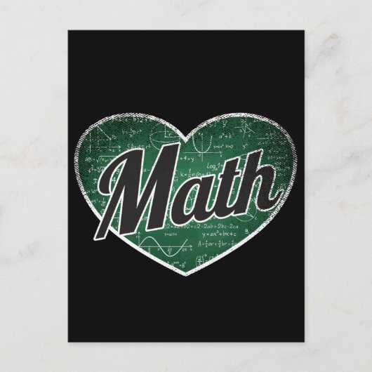 Carte Postale Math Retro Heart Blackboard Love (Devant)