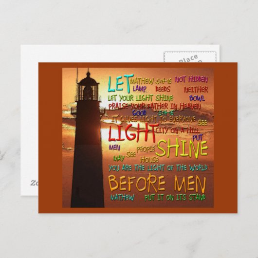 Carte Postale Mathew 5:14-16 Phare 2 (Devant / Derrière)