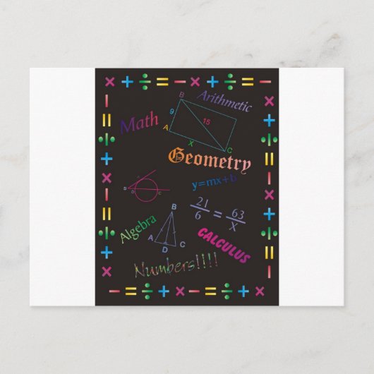 Carte Postale Maths Design noir (Devant)