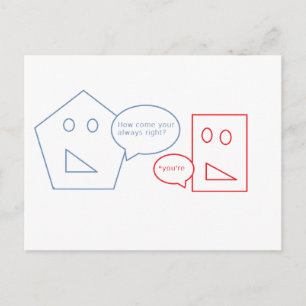 Carte Postale Maths et jeu de mots anglais