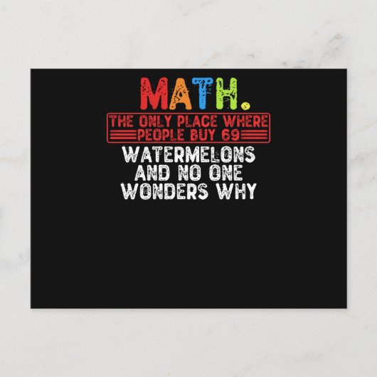 Carte Postale Maths. Le Seul Endroit Où Les Gens Achètent 69 Wat (Devant)