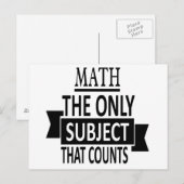 Carte Postale Maths. Le seul sujet qui compte. Math Pun Joke (Devant / Derrière)