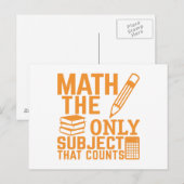 Carte Postale Maths. Le seul sujet qui compte. Math Pun Joke (Devant / Derrière)