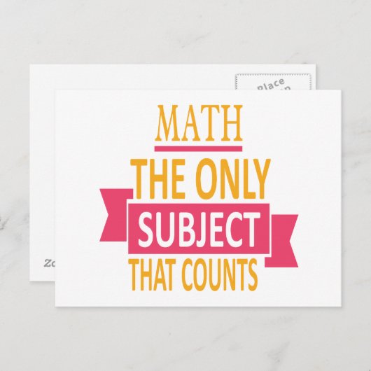 Carte Postale Maths. Le seul sujet qui compte. Math Pun Joke (Devant / Derrière)