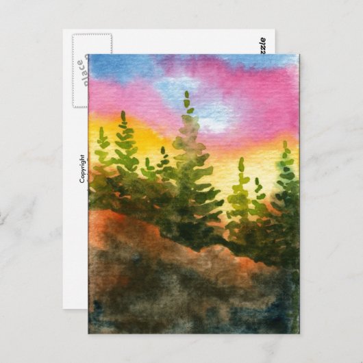 Carte postale "Matin rose et jaune" Country Roads (Devant / Derrière)