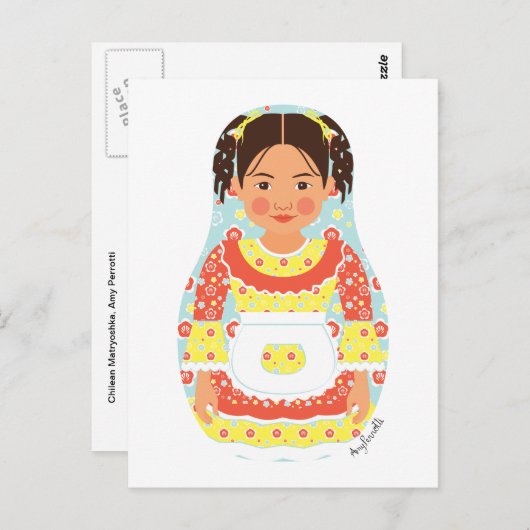 Carte postale matriochka chilienne (Devant / Derrière)