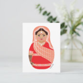 Carte postale Matriochka indienne (rouge) (Debout devant)