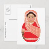 Carte postale Matriochka indienne (rouge) (Devant / Derrière)
