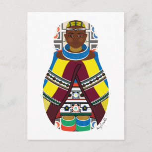 Carte postale Matriochka Ndebele d'Afrique du Sud