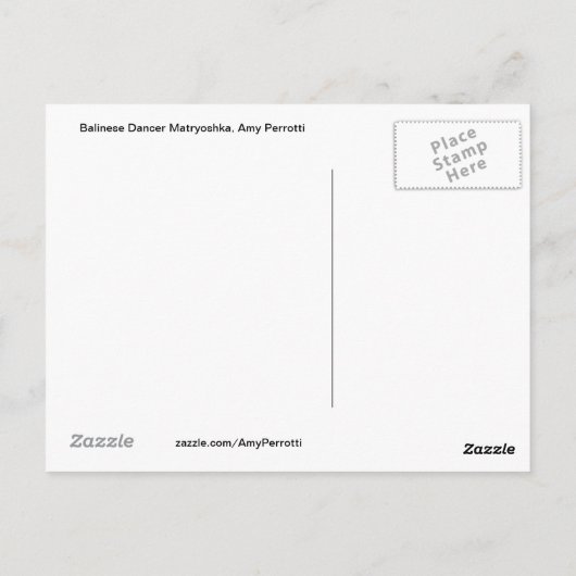 Carte postale Matryoshka, danseuse balinaise (Dos)
