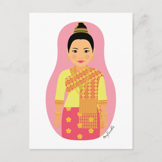 Carte postale Matryoshka laotienne (rose) (Devant)
