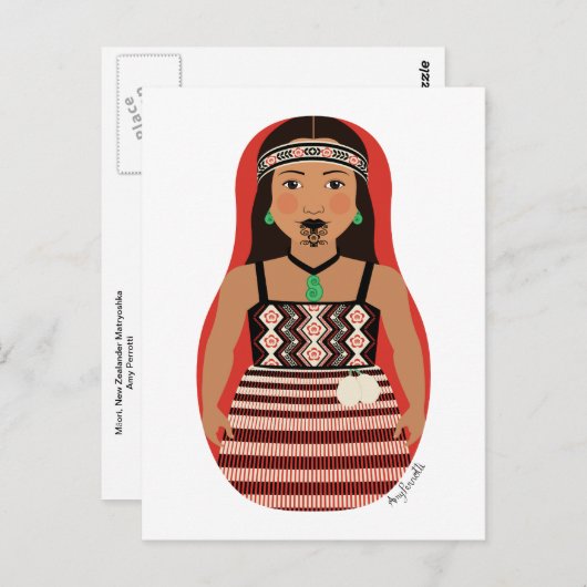 Carte postale Matryoshka maorie néo-zélandaise (Devant / Derrière)