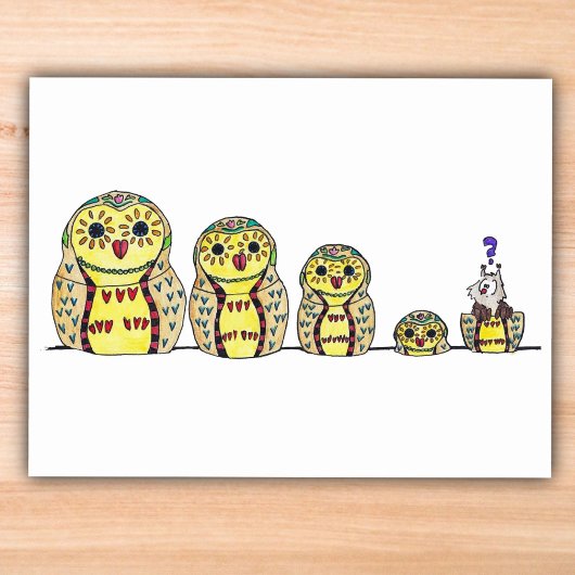 Carte Postale MATRYOSHKA OWL postcard par Nicole Janes