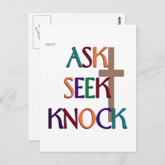 Carte Postale Matt 7:7 cadeau chrétien personnalisable (Devant / Derrière)