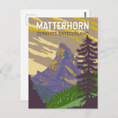 Carte Postale Matterhorn Suisse Voyage Art Vintage (Devant / Derrière)