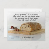 Carte Postale Matthew 4:4 On shall not live on bread alone (Devant / Derrière)