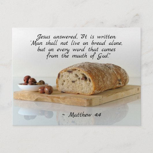 Carte Postale Matthew 4:4 On shall not live on bread alone (Devant)