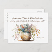 Carte Postale Matthieu 11:28 Jésus dit : Viens vers moi, Bible V (Devant / Derrière)