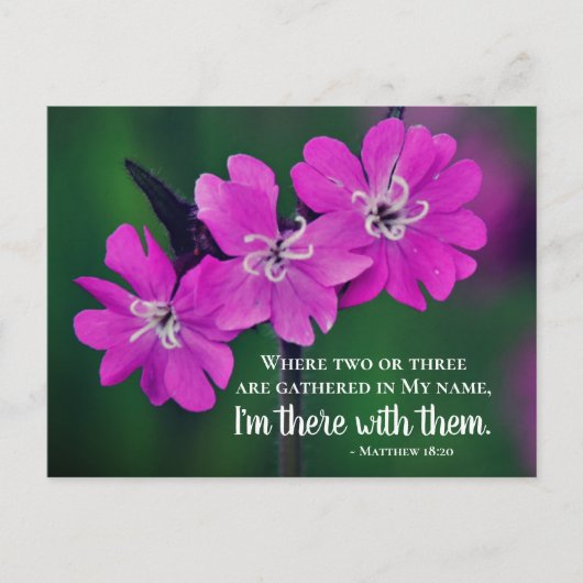 Carte Postale Matthieu 18:20 Deux ou trois se réunissent en mon (Devant)